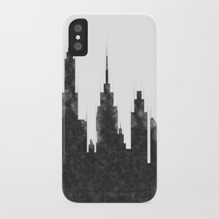 Modern City Buildings And Skyscrapers Sketch, New York Skyline, Wall Art Poster Decor, New York City iPhone Case by radub85