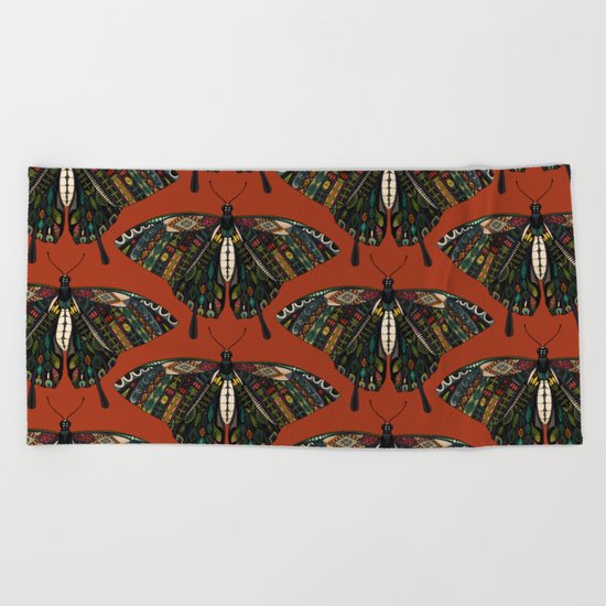 swallowtail butterfly terracotta Beach Towel