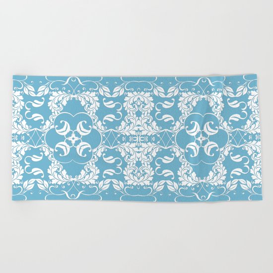 Blue Leaf Lace Beach Towel