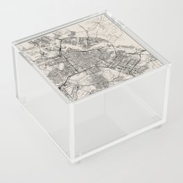 Amsterdam, Netherlands - City Map, Black and White Aesthetic Acrylic Box