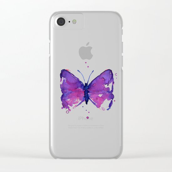 Butterfly Purple Watercolor Animal Clear iPhone Case
