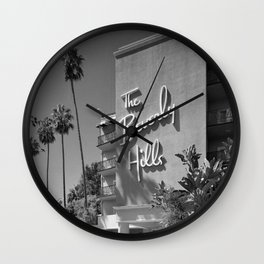 Beverly Hills Hotel, California black and white photograph / black and white photography Wall Clock