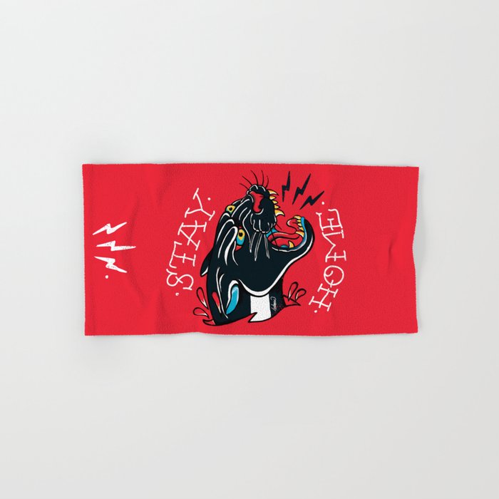 Stay Home Panther Tattoo Hand & Bath Towel