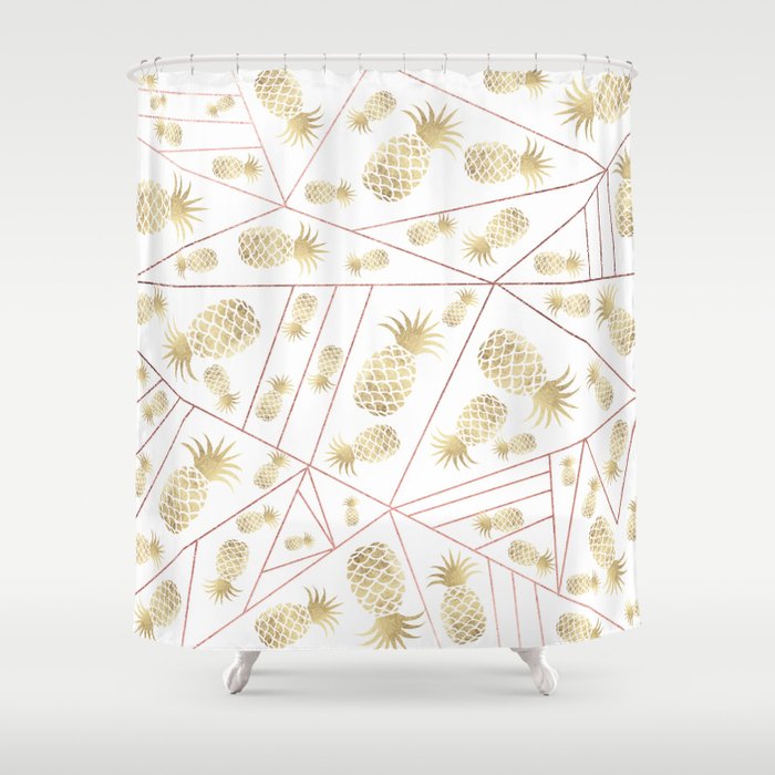 Elegant Modern Faux Rose Gold Geometrical Gold Pineapple Shower
