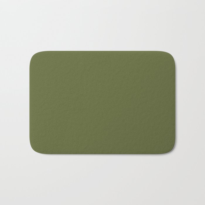 Dark Green-Brown Solid Color Pantone Cedar Green 18-0328 TCX Shades of Green Hues Bath Mat