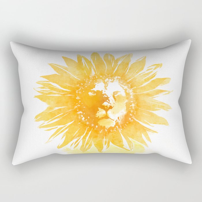 Lion Sunflower Rectangular Pillow