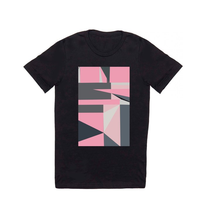Modern hot pink gray abstract shapes pattern T Shirt