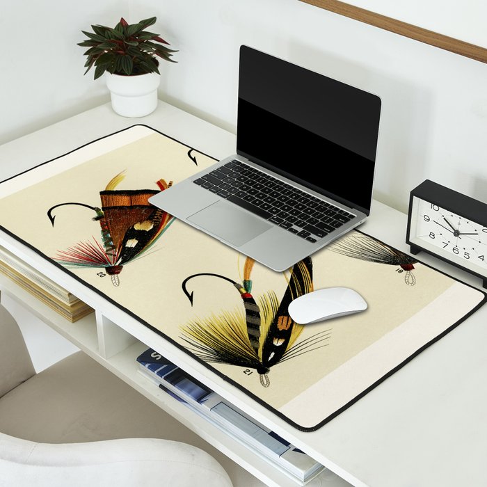 Salmon Fly Fishing Lure Desk Mat by SFT Design Studio
