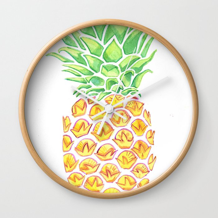 Watercolor Pineapple Wall Clock