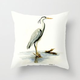 Blue Heron - watercolor bird, home decor, nursery wall art Throw Pillow