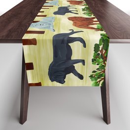  digital pattern with white, black and brown lions Table Runner