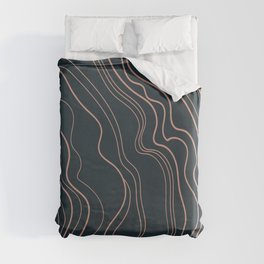 Rose Gold and Blue Abstract Duvet Cover