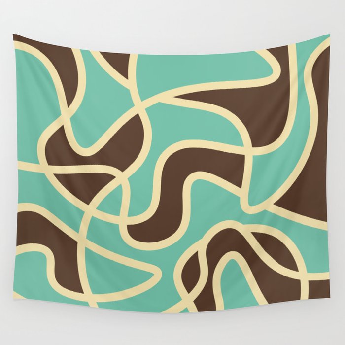 Messy Scribble Texture Background - Green Sheen And Royal Brown Wall Tapestry