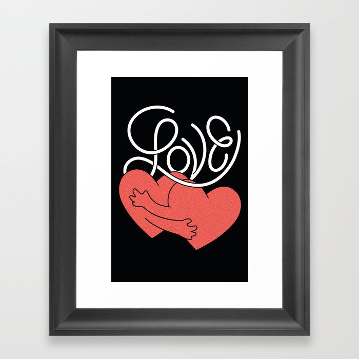 Love Hearts Hugging Framed Art Print