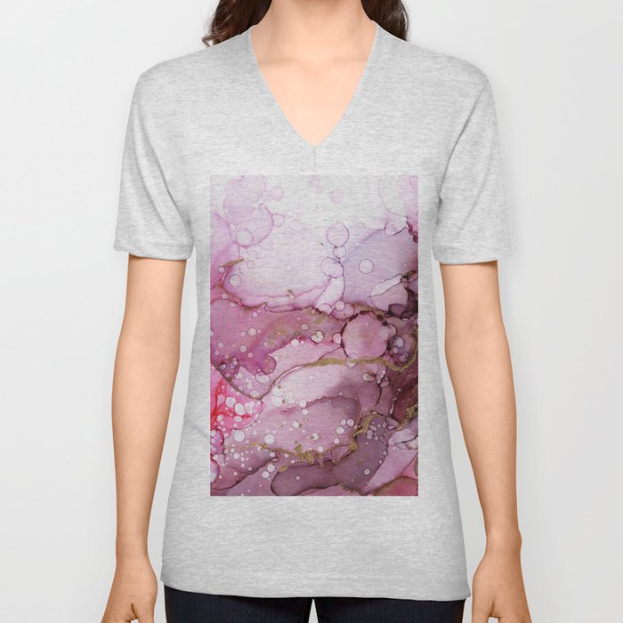 Cranberry Flamingo Abstract Ink - Part 2 V Neck T Shirt