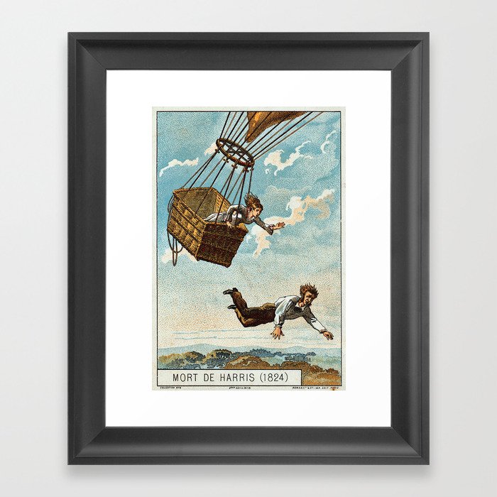Vintage aviation hot air balloon poster - Early Flight VI Framed Art Print