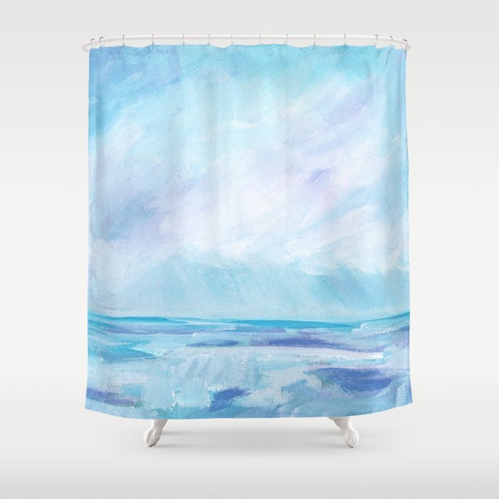 Sun Showers Purple Ocean Seascape Shower Curtain By