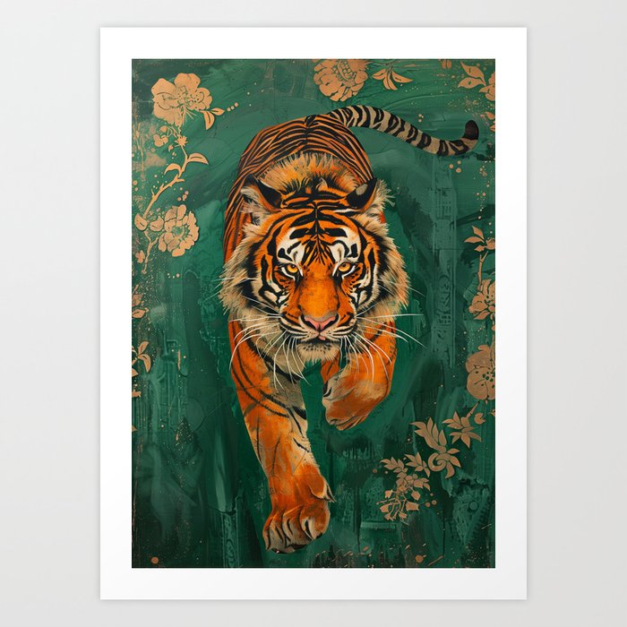Wilderness Reverie: Tiger's Golden Jungle Art Print