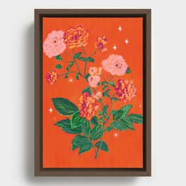 Modern abstract pink roses Framed Canvas
