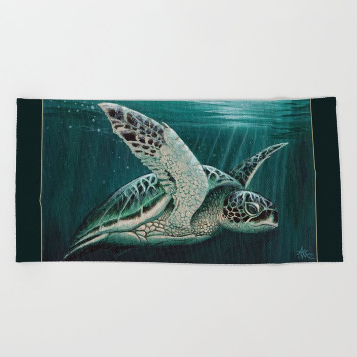 Moonlit By Amber Marine Sea Turtle Acrylic Painting