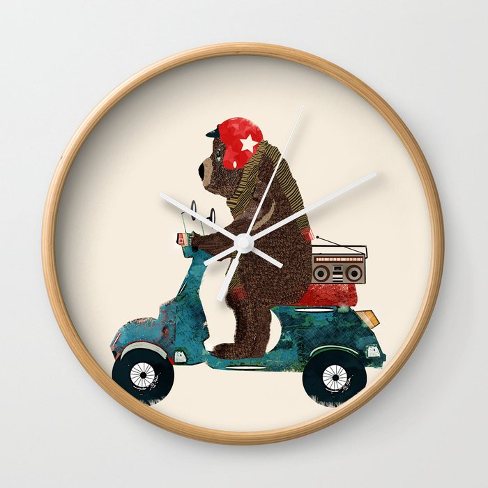 scooter bear Wall Clock