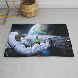Astronaut on the Moon with beer Rug