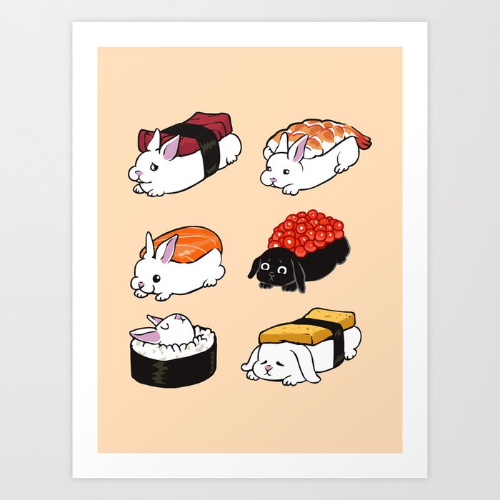 Sushi Bunnies Art Print