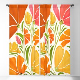 Spring Wildflowers Floral Illustration Blackout Curtain