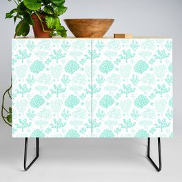 Mint Blue Coral Silhouette Pattern Credenza