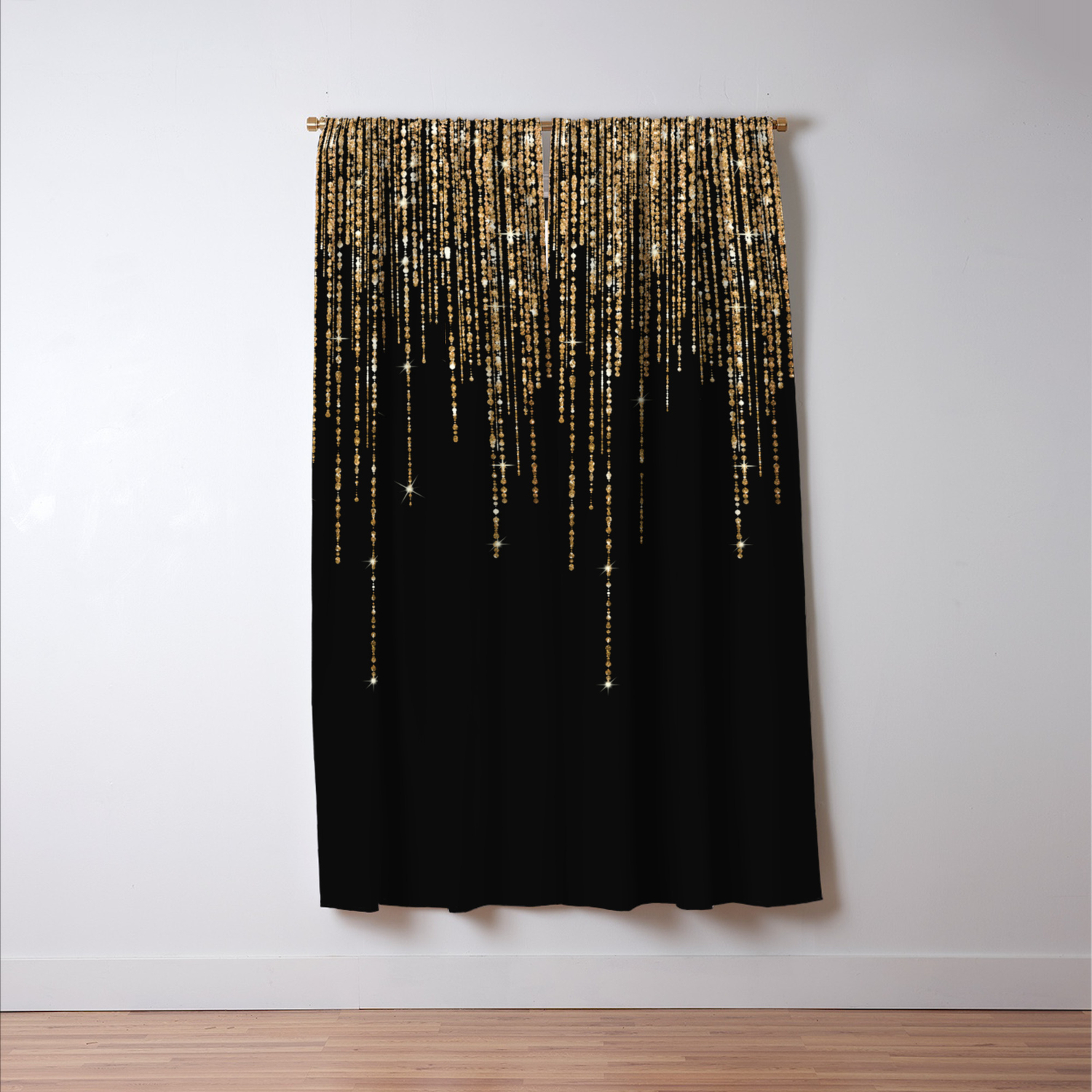 black curtains