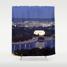 High angle view of Monuments at dusk, Washington DC, USA Shower Curtain
