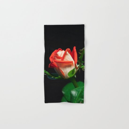 Red and White Rose Bud Hand & Bath Towel