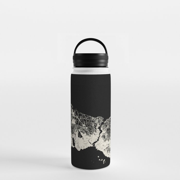 Istanbul, Turkey - Black and White City Map - Aesthetic Water Bottle