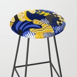 Abstract geometric colorful pattern with blue and yellow tones Bar Stool