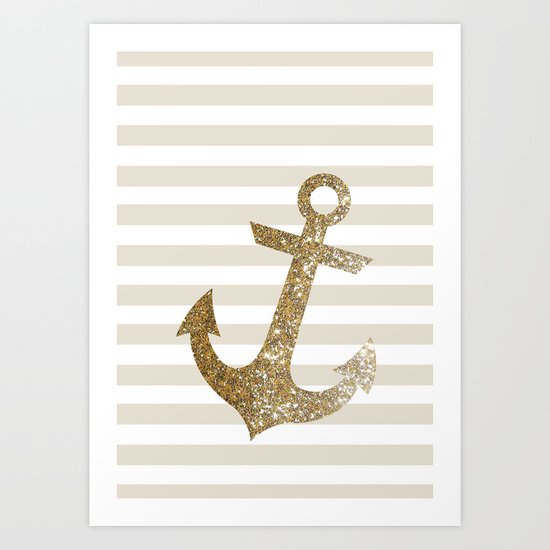 GLITTER ANCHOR IN GOLD Art Print