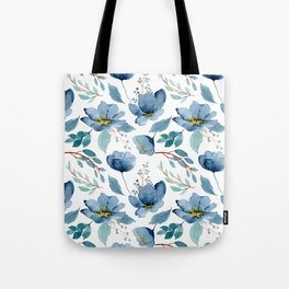 Watercolor blue floral and greenery design Tote Bag