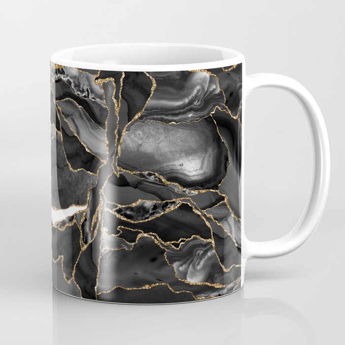 Black and Gold Agate Coffee Mug