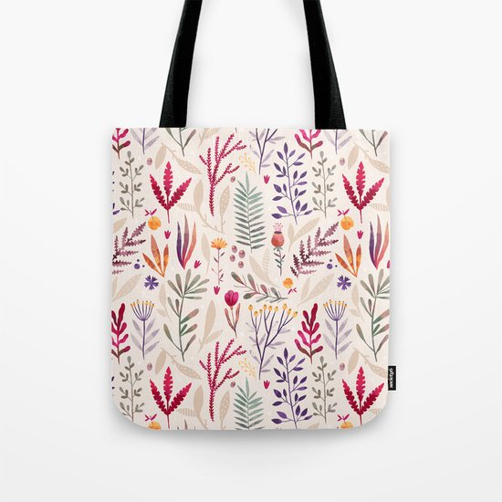 Light Botanical Pattern Tote Bag