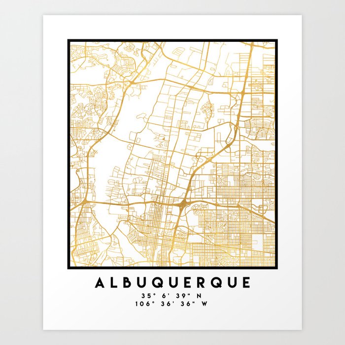 ALBUQUERQUE NEW MEXICO CITY STREET MAP ART Art Print