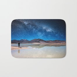 Piedras Rojas, Atacama Bath Mat | Mountain, Lake, Milkway, Chile, Longexposure, Desert, Mirrored, Landscape, Night, Color 