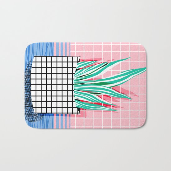 Glam - pop art memphis neon house plants throwback retro 80s style cool brooklyn style minimalism Bath Mat