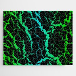 Cracked Space Lava - Green/Cyan Jigsaw Puzzle