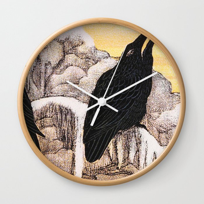 Art Nouveau Ravens Wall Clock