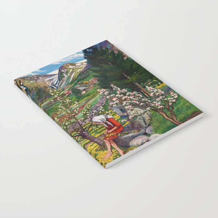 Alpine Lake Landscape, 'Girl, Springtime & Marigolds' by Nikolai Astrup Notebook