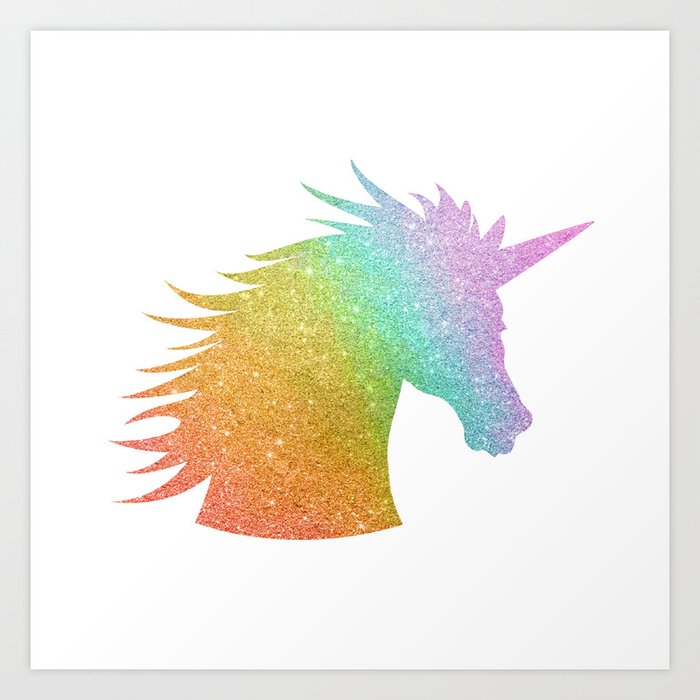 Rainbow Glitter Unicorn Art Print