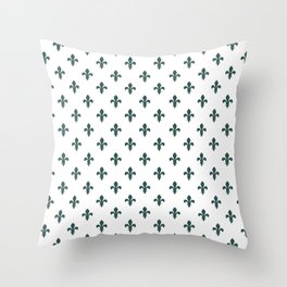 Fleur-de-Lis (Dark Green & White Pattern) Throw Pillow