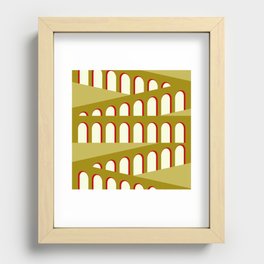 Bauhaus Arch Minimalist Green Gold Yellow Recessed Framed Print