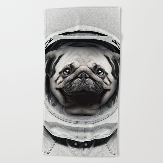 Puggly Pawstrong Astro Dog Beach Towel