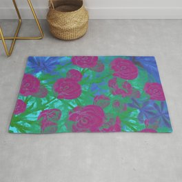 Flowers for You Raspberry and Turquoise  Area & Throw Rug