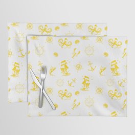 Yellow Silhouettes Of Vintage Nautical Pattern Placemat